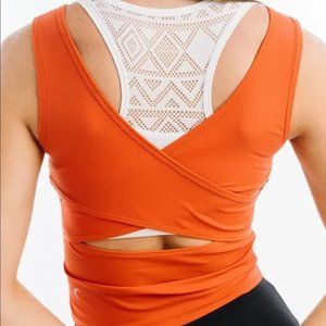 Zyia Orange Ribbed V Tank